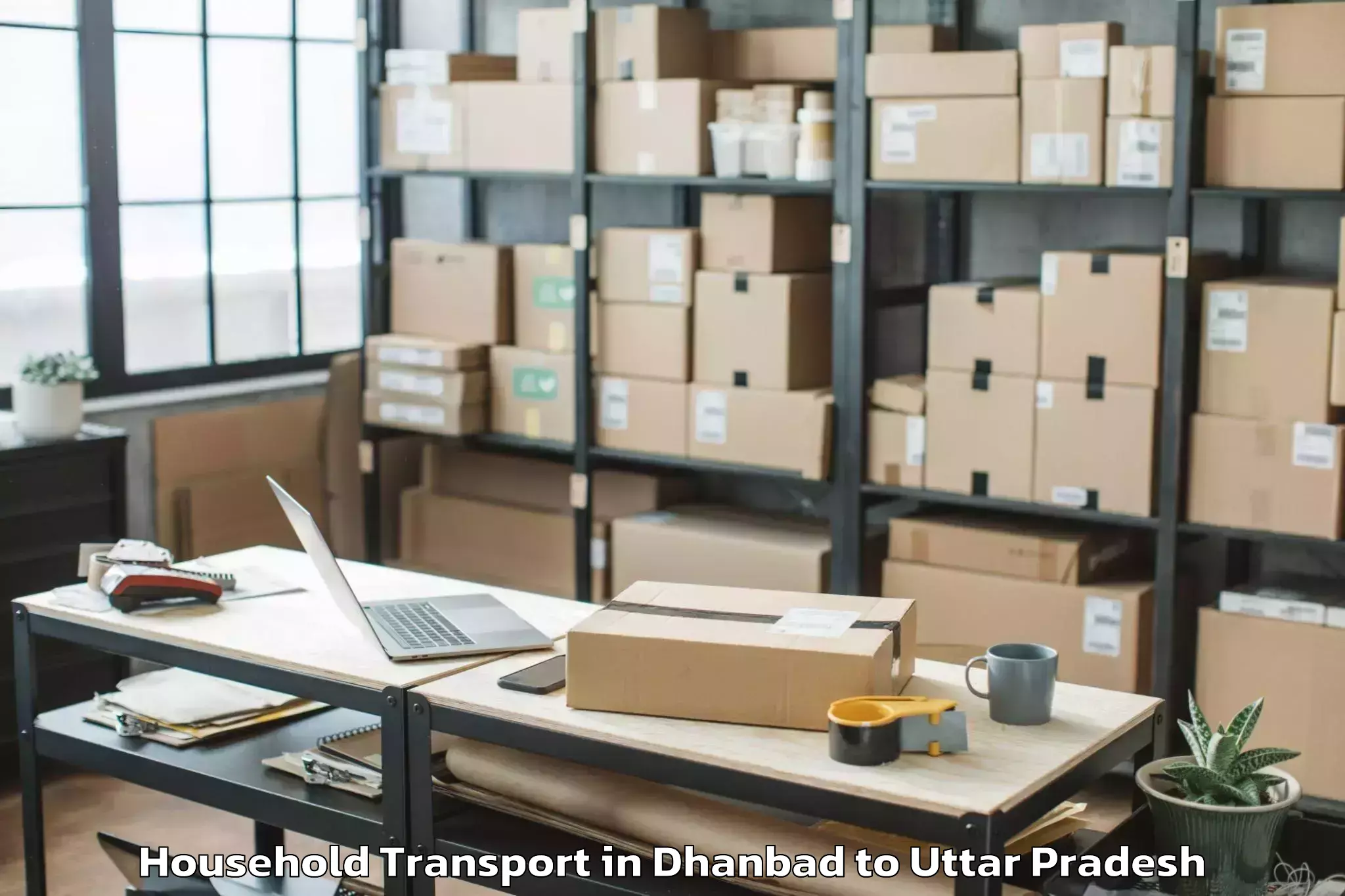 Top Dhanbad to Dudhi Household Transport Available